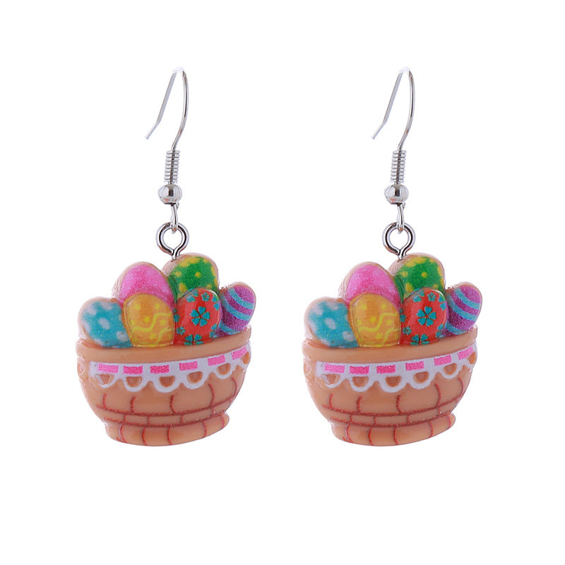 Wholesale Easter Cartoon Bunny Carrot Egg Chick Plastic Earrings