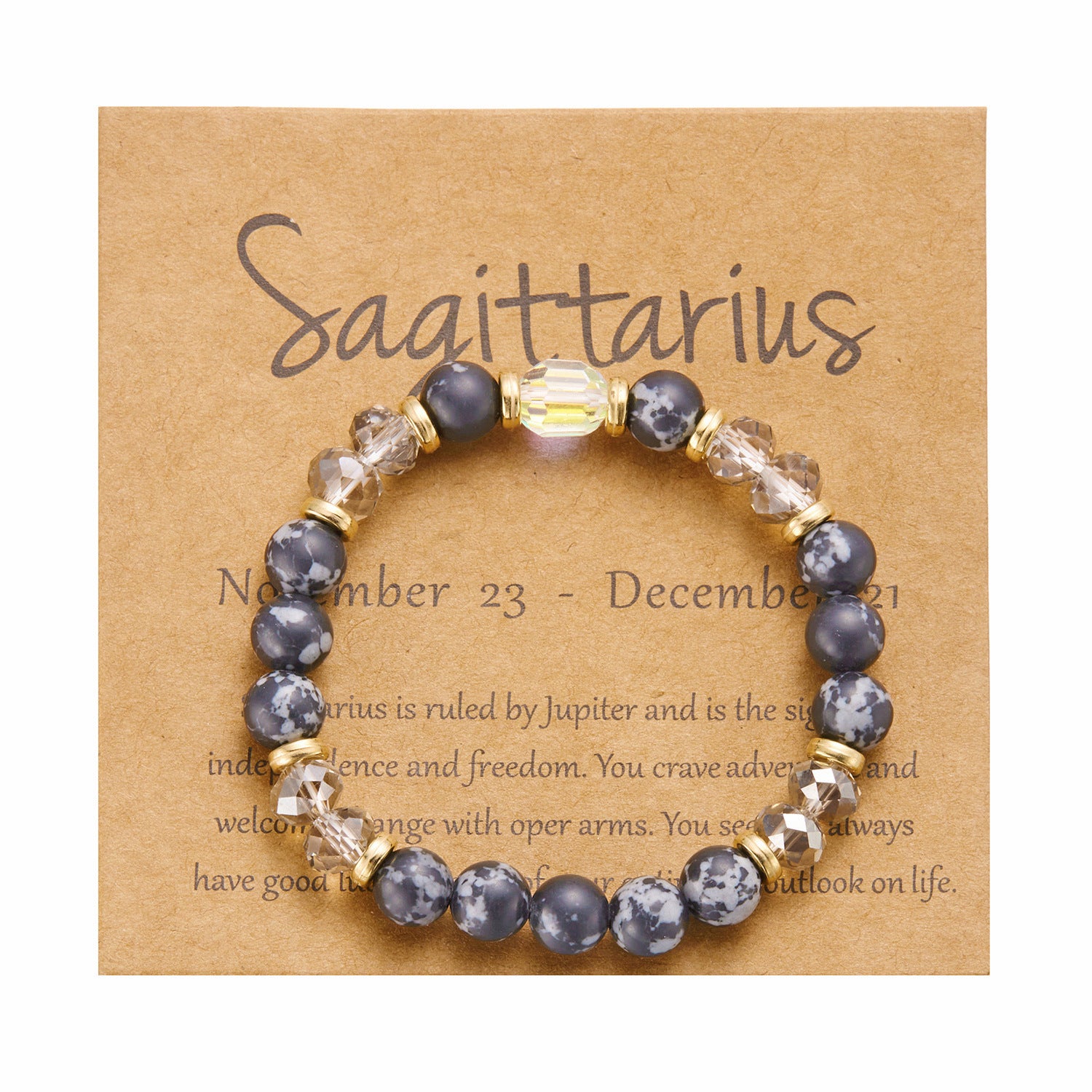 Wholesale Twelve Constellations Beaded Colored Stone Paper Card Bracelet