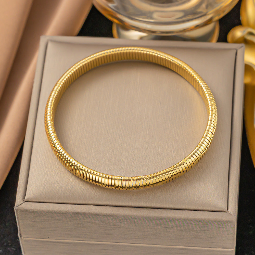 Wholesale 18K Gold Bamboo Titanium Steel Bracelet ACC-BT-Qinji006