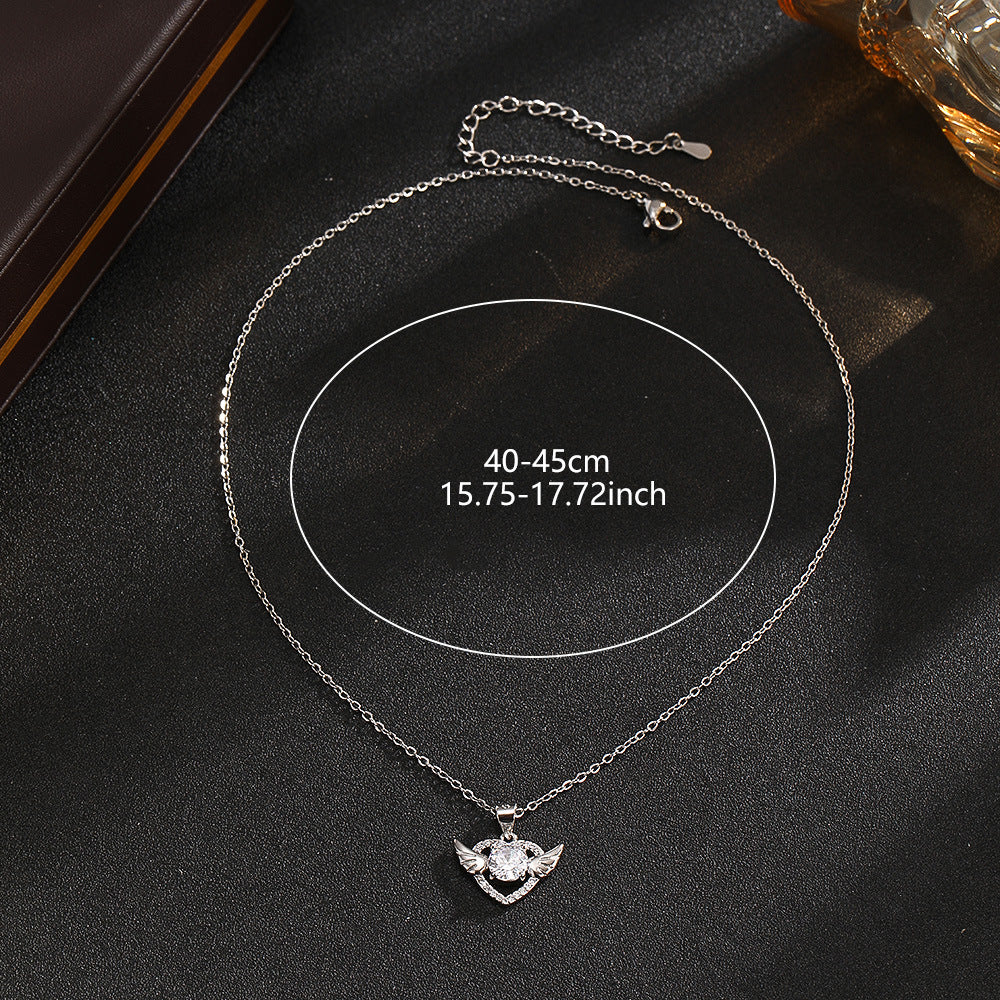 Wholesale Moissanite Angel Wings Pendant Heart Shape Silver Design Trendy Jewelry Accessory For Everyday Wear