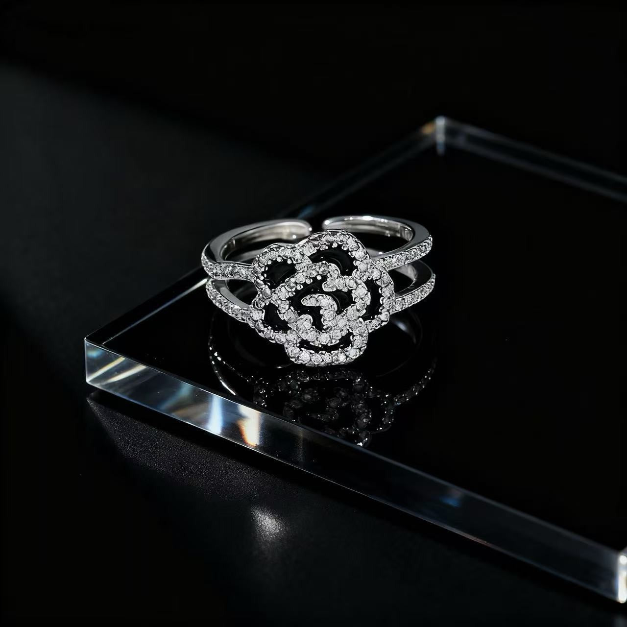 Wholesale Trendy Flower Open Ring For Women Zircon Pearl Rhinestone Design Jewelry Accessory Gift Everyday Wear Resale
