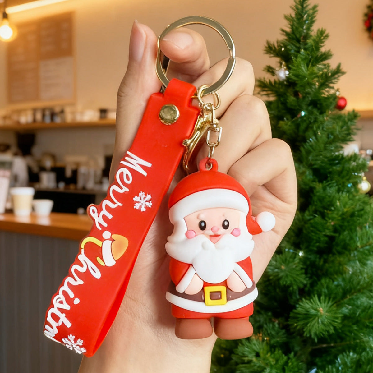 Wholesale Christmas cartoon keychain  snowman doll cute red pendant