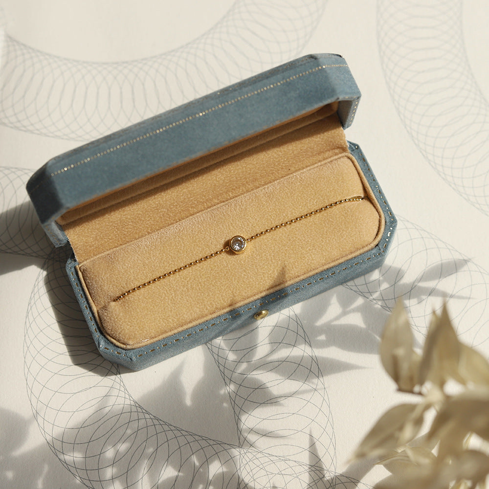 Wholesale white diamond titanium steel 18K gold plated bracelet