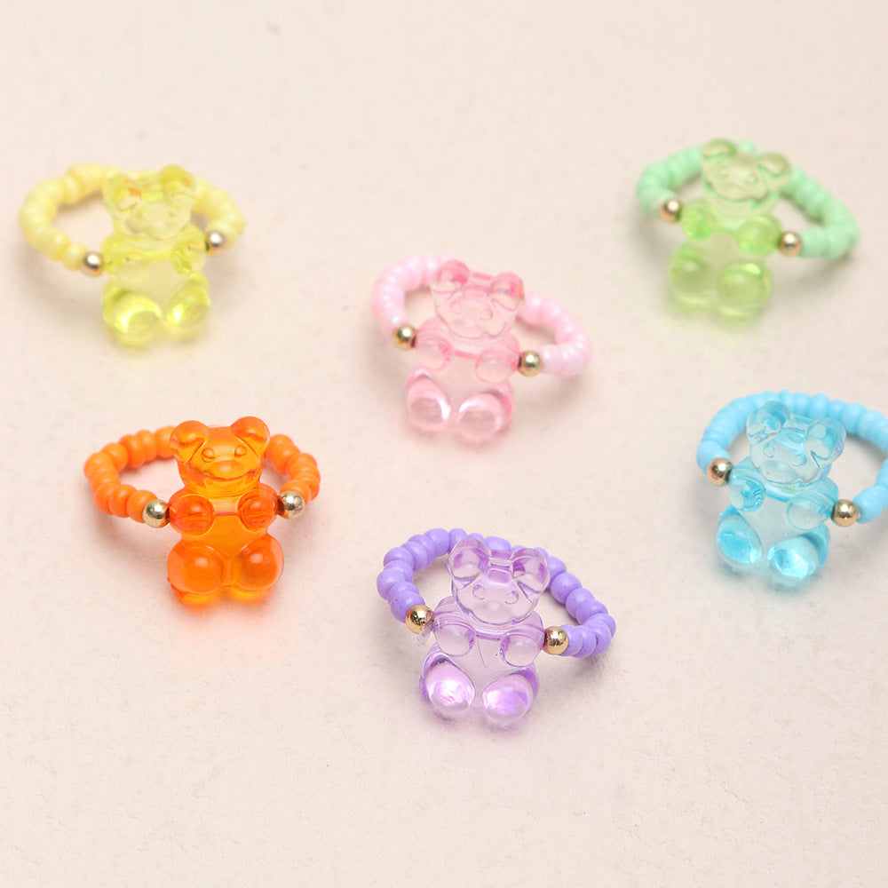 Wholesale Resin Bear Rings ( 6-pack)