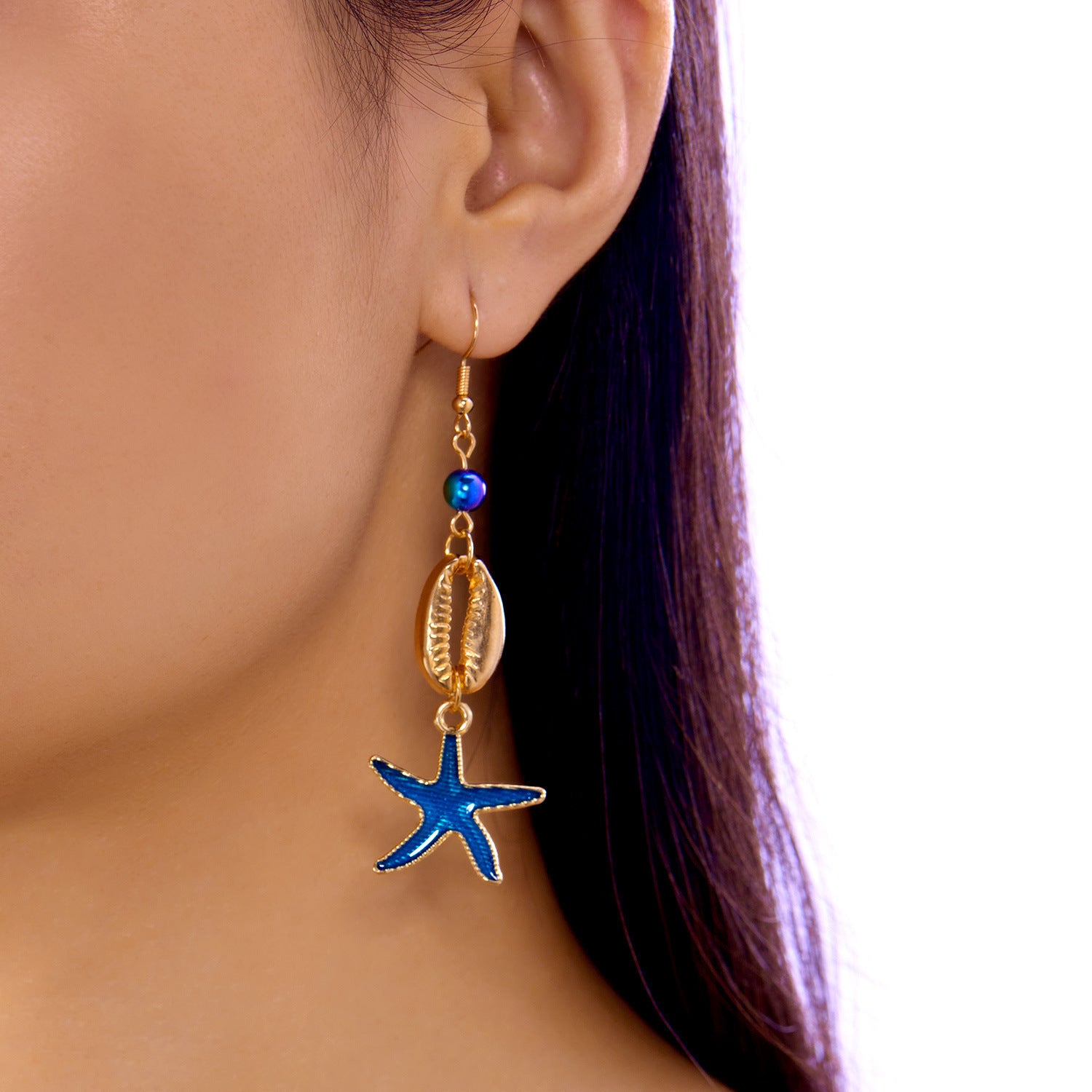 Wholesale Ocean element starfish and fish pendant earrings