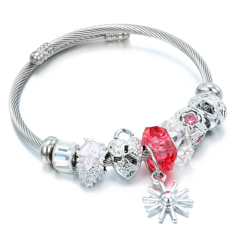 Wholesale Titanium Steel Starfish turtle bracelet blue crystal marine series