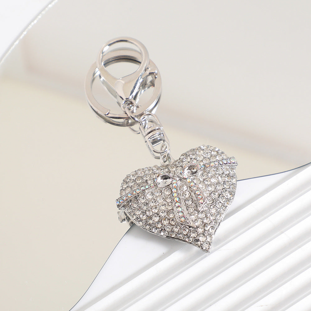 Wholesale Trendy Bow Heart Keychain Zinc Alloy Bag Charm Car Key Accessory Gift