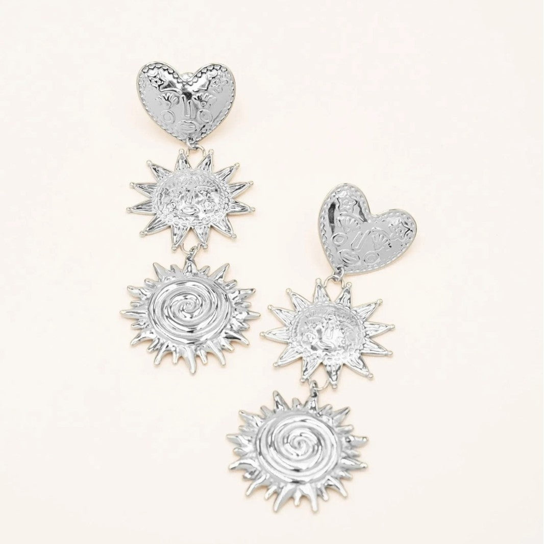 Wholesale Boutique Chic Heart Sun Face Earrings - Zinc Alloy Retro Design for Women,  Party Gift Resale