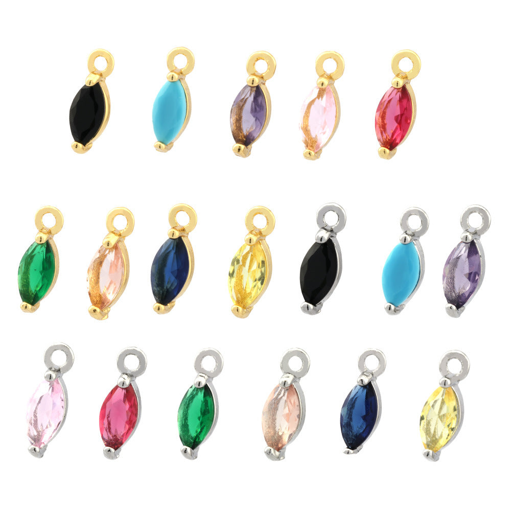 Wholesale 18K gold-plated micro-inlaid zircon colorful geometric marquise pendant