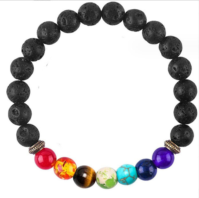Wholesale Lava Volcanic Stone Leather Colorful Natural Stone Bracelet ACC-BT-Ceya003