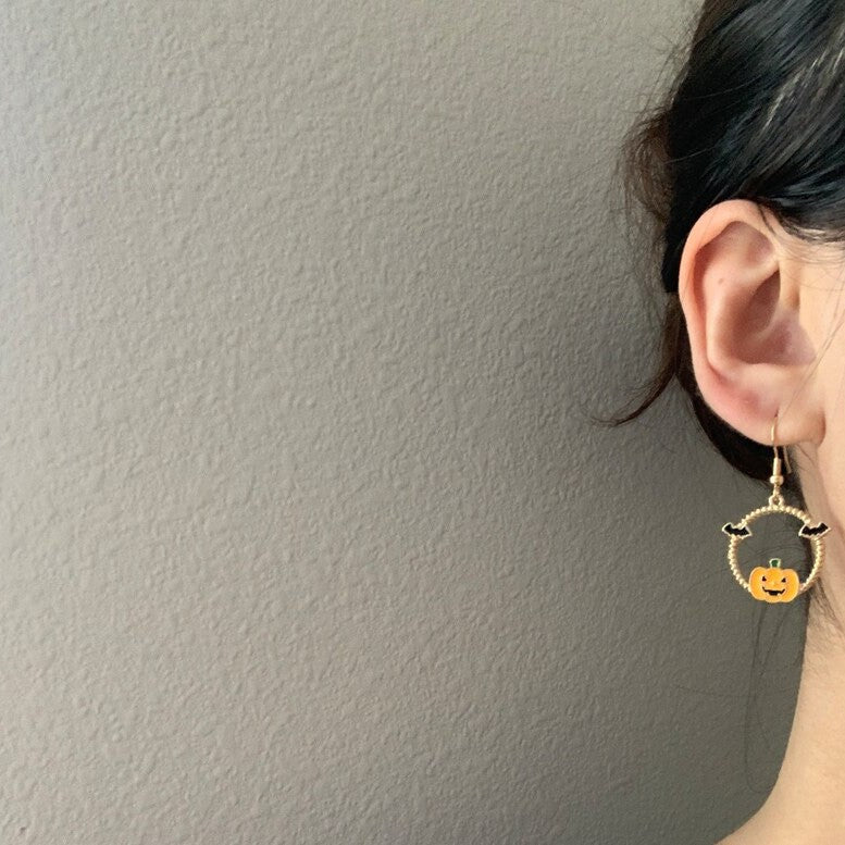 Wholesale Bat witch earrings alloy oil drop  earrings