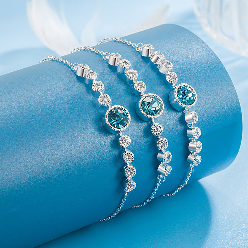 Wholesale New Heart of the Sea Bracelet Women' s Fashion All-match Swarovski Crystal Bracelet Student Girlfriend Jewelry Lover Gift
