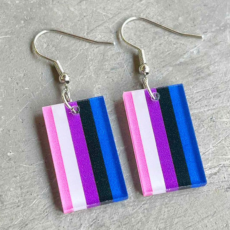 Wholesale 2 Pairs/pack LGBT Rainbow Square Acrylic Earrings Summer ACC-ES-HY006