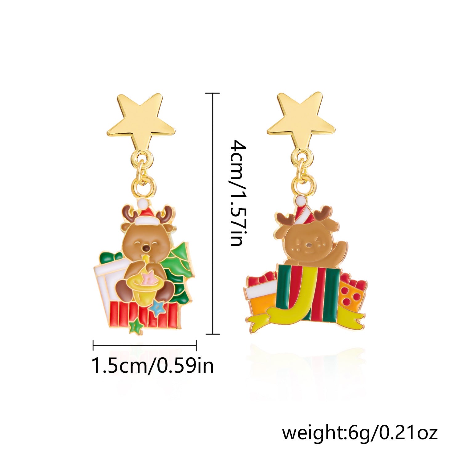 Wholesale Cartoon oil dripping  Christmas tree bell earrings