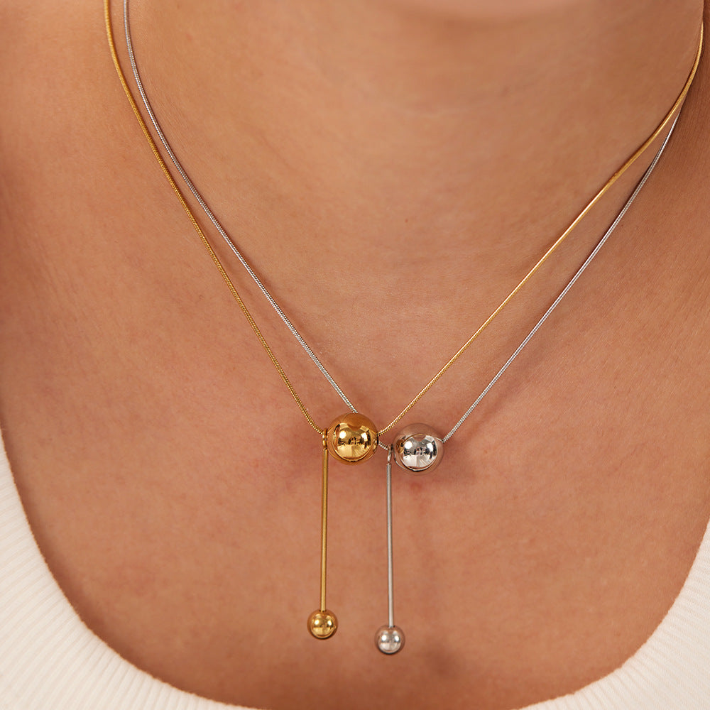 Wholesale spherical pendant necklace clavicle chain stainless steel 18K gold-plated necklace