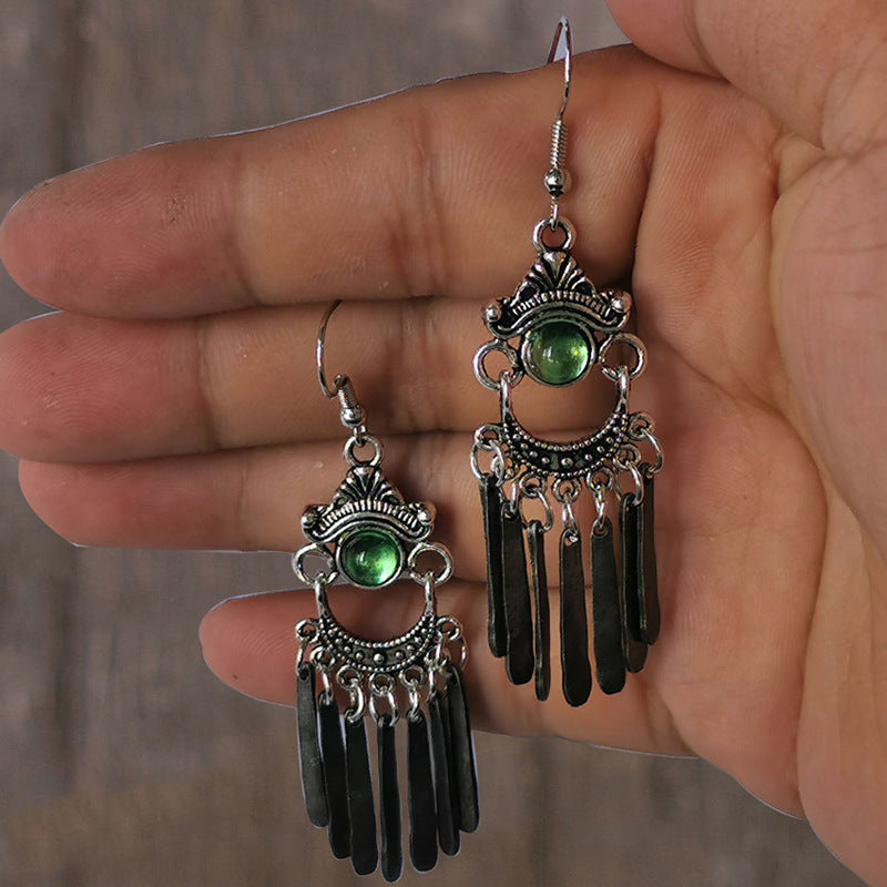 Wholesale National style ancient metal tassel drop earrings
