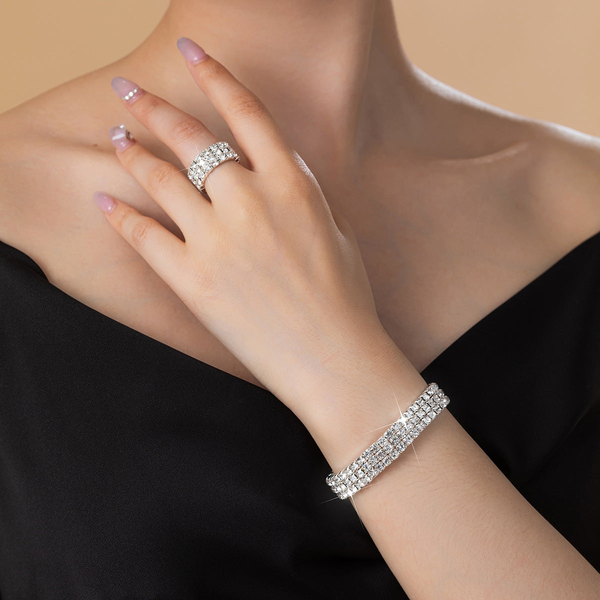 Wholesale  elastic rhinestone bracelet elastic ring