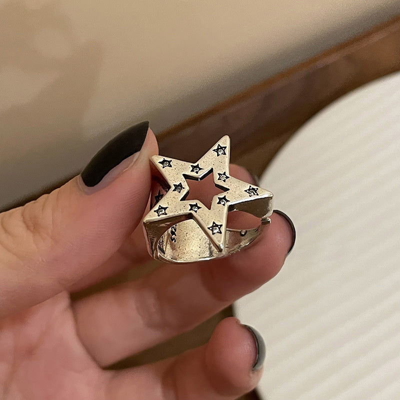 Wholesale Dark Style Star Zinc Alloy Open Ring Chic Adjustable Finger Ring Boutique Resale