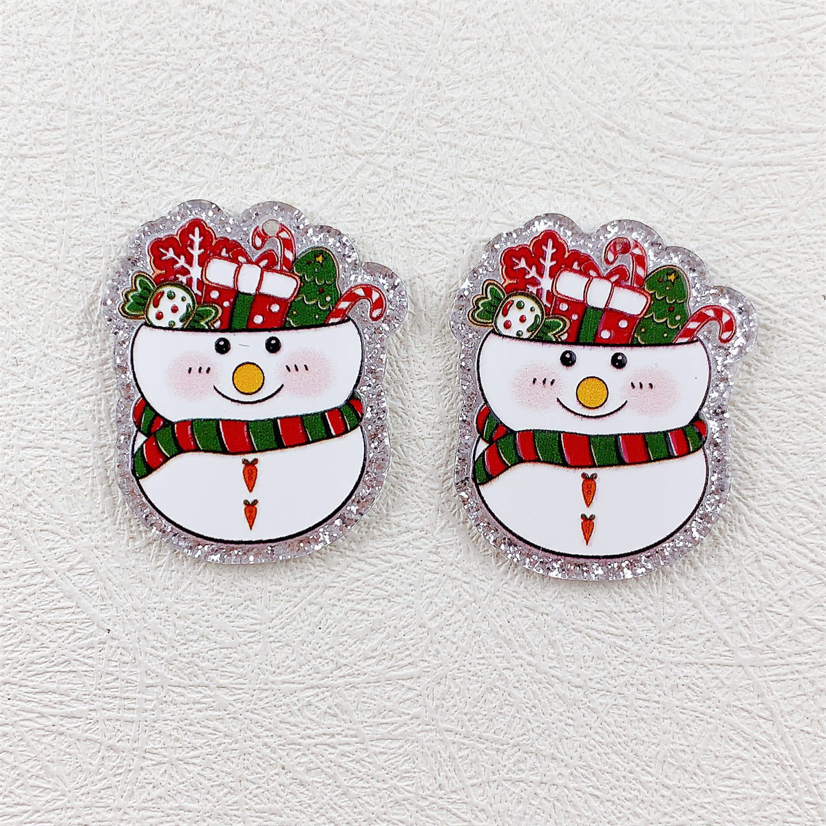 Wholesale 10pcs  Acrylic Print Color Christmas Tree  Snowman  Pendant