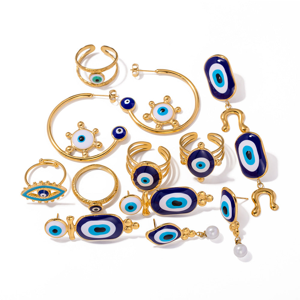 Wholesale Blue Eye Pendant Ethnic Style Devil Eye Earrings Rings ACC-RS-WanXing006 ACC-RS-WanXing006