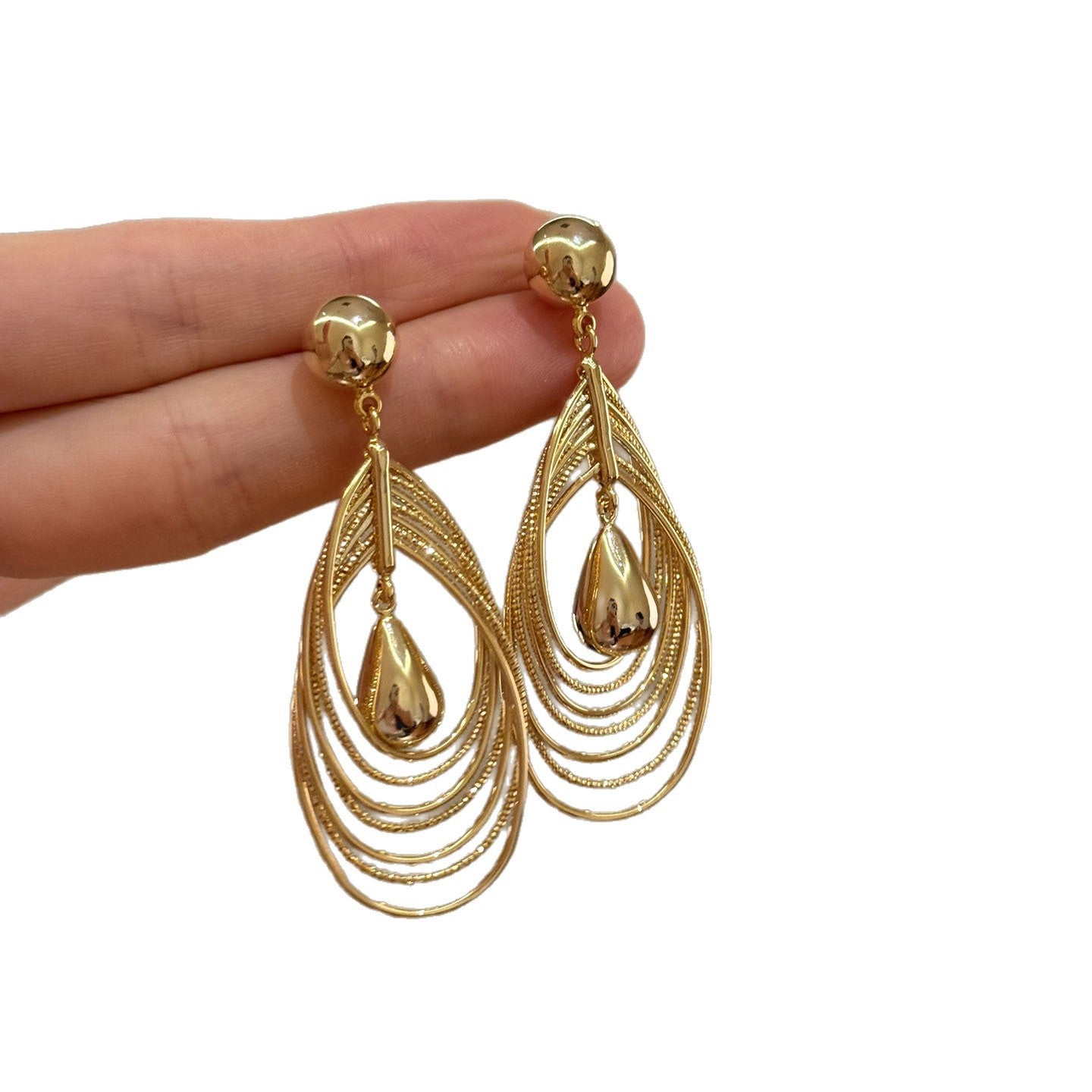 Wholesale Golden Multi-Layer Water Drop Long Earrings Fashion Jewelry Accessory for Party Wear Gift