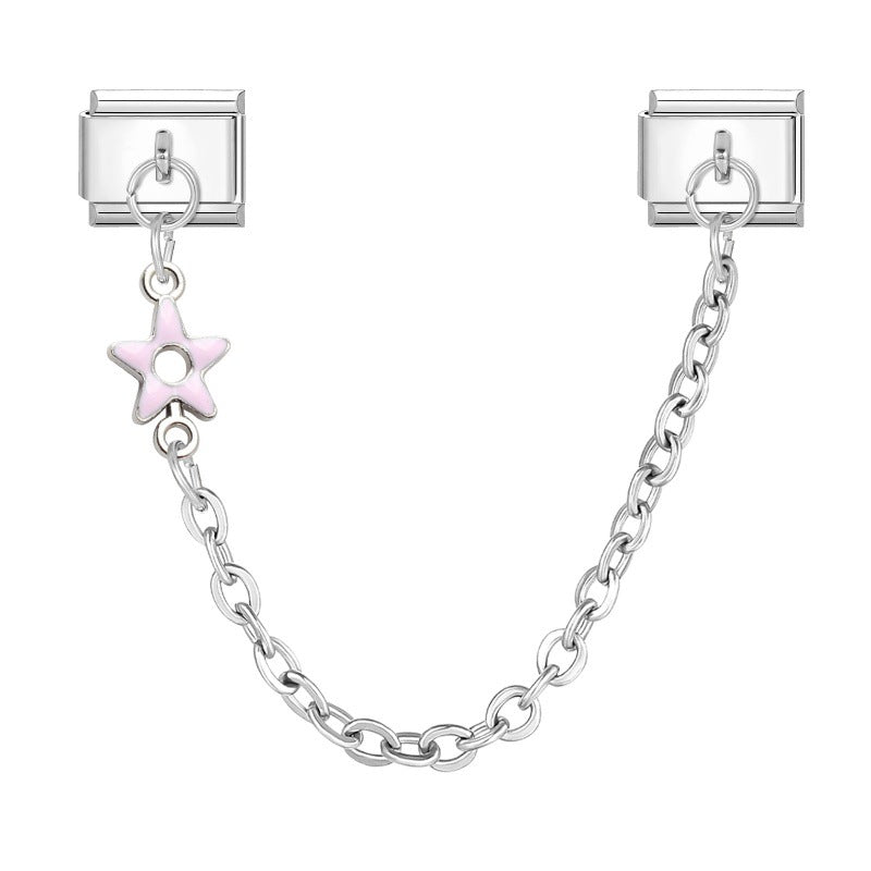 Wholesale 2PCS 9mm Italian Charm Starter Bracelets DIY Double Hanger flower Stainless Steel Composable Bracelet