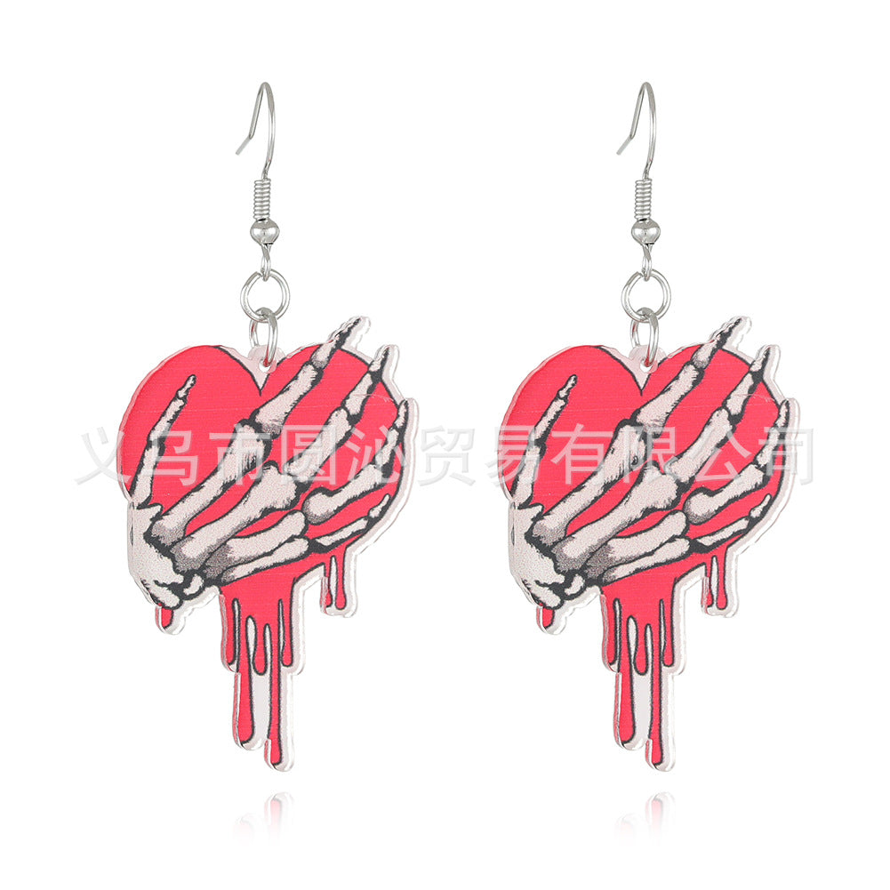 Wholesale Valentine's Day acrylic plate Red Love earrings