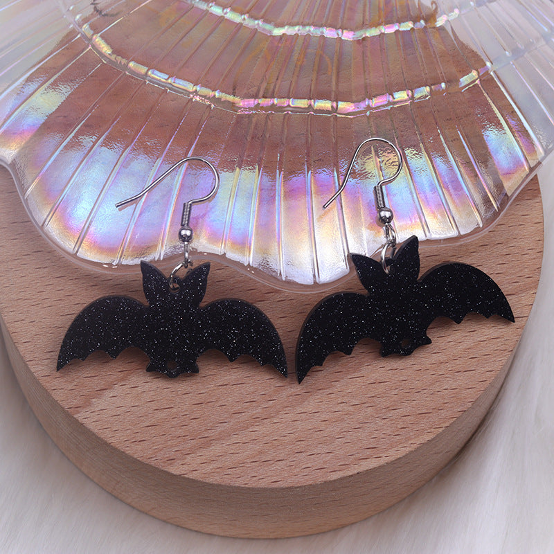 Wholesale Halloween Earrings Long Stitching Bat Pumpkin Spider Acrylic Earrings