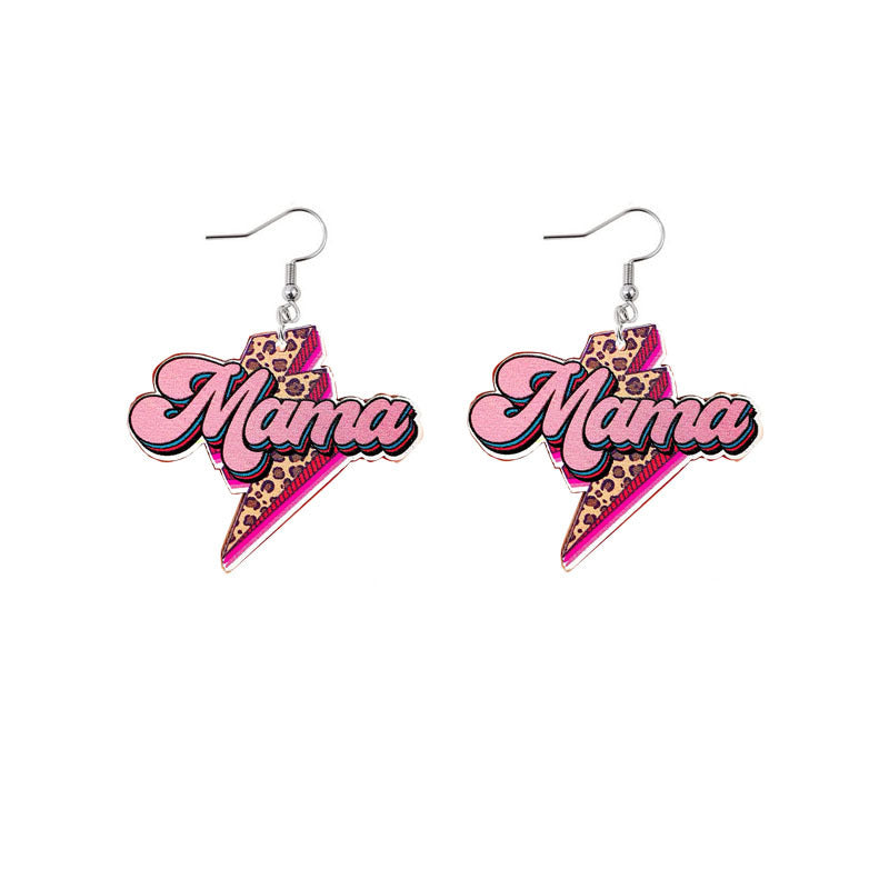 Wholesale Mother's Day MOM Rainbow Sunflower Wooden Earrings ACC-ES-YiYuan007