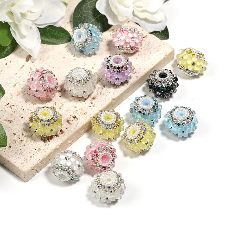Wholesale 10pcs Diamond Five-petal Flower Rhinestone Chain Diamond Ball Beads Diy Jewelry Accessories ACC-BDS-BLG039