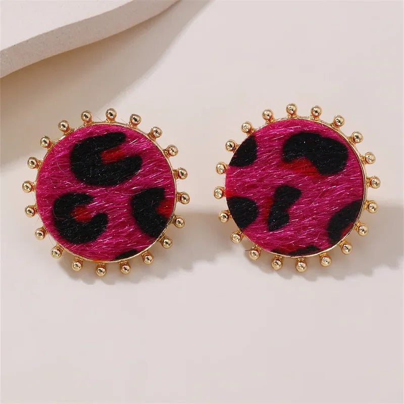 Wholesale  Leopard Earrings Round Geometric Jewelry