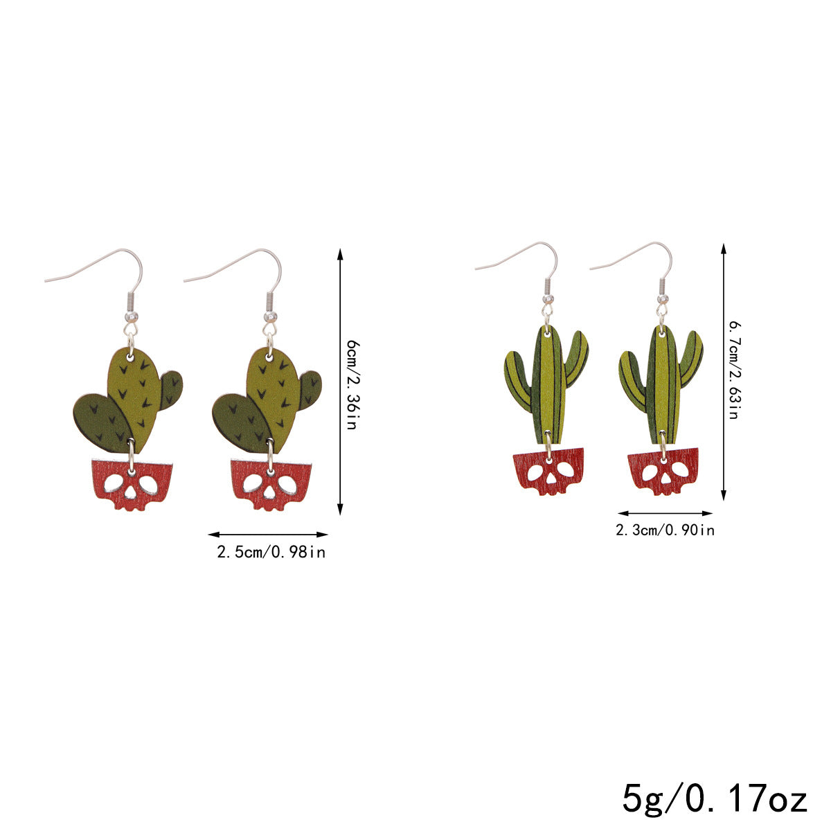 Wholesale  Plant Cactus Wooden Earrings