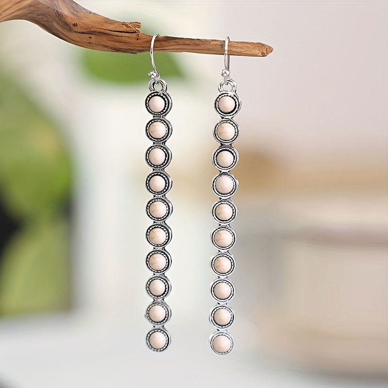Wholesale Vintage Bohemian Long Tassel Earrings White Alloy Dangle Jewelry Accessory For Party And Resale