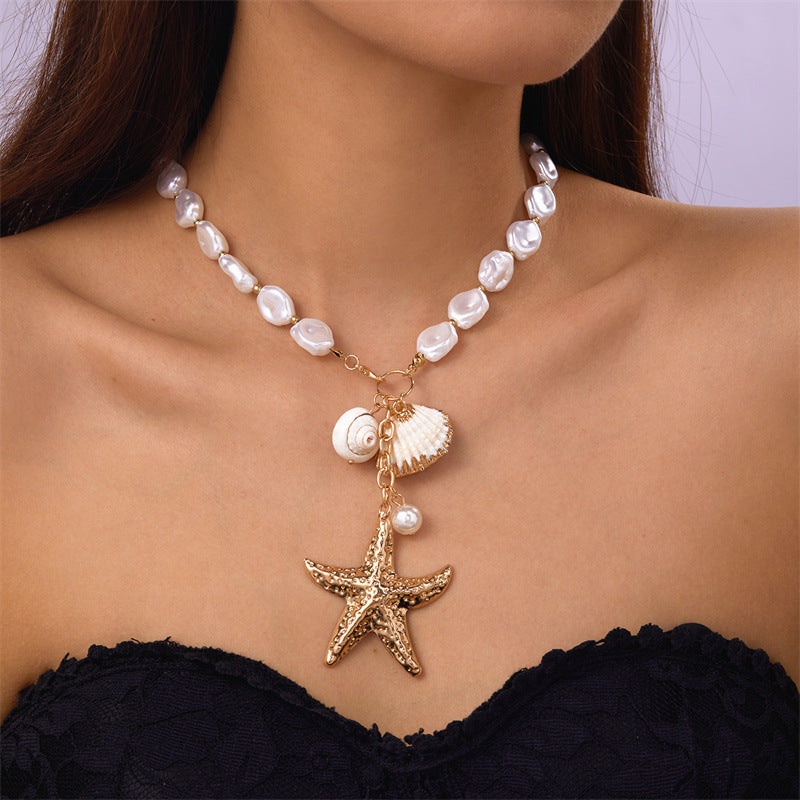 Wholesale  Ocean Wind Shell Conch Tassel Multi-layer Necklace