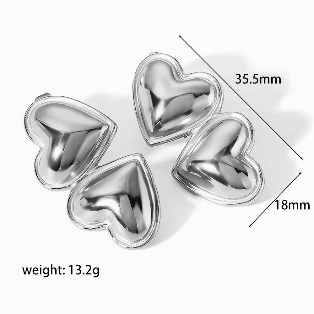 Wholesale Love Stainless Steel Earrings Heart Shaped 18k Gold Plated Earrings Ear Studs ACC-ES-LiQuan005