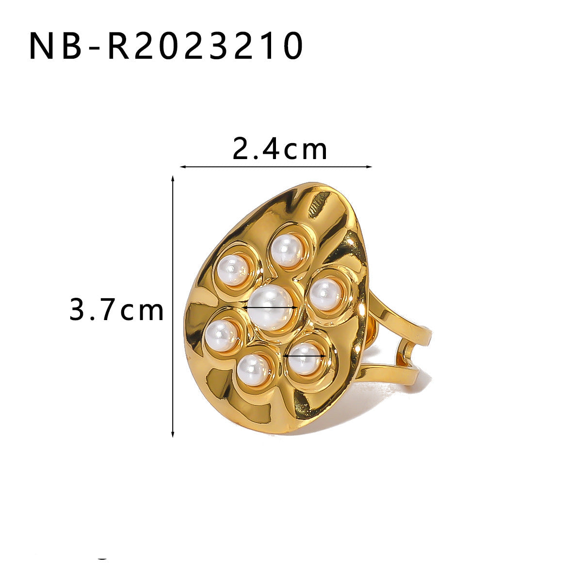 Wholesale romantic pearl asymmetric shaped water drop oval 18K gold titanium steel rings