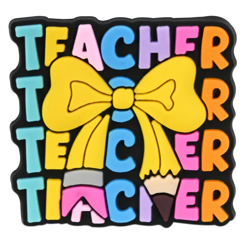 Wholesale  Random 100pcs Teacher' s Day Series  PVC Soft Rubber Shoe Buckle Decoration