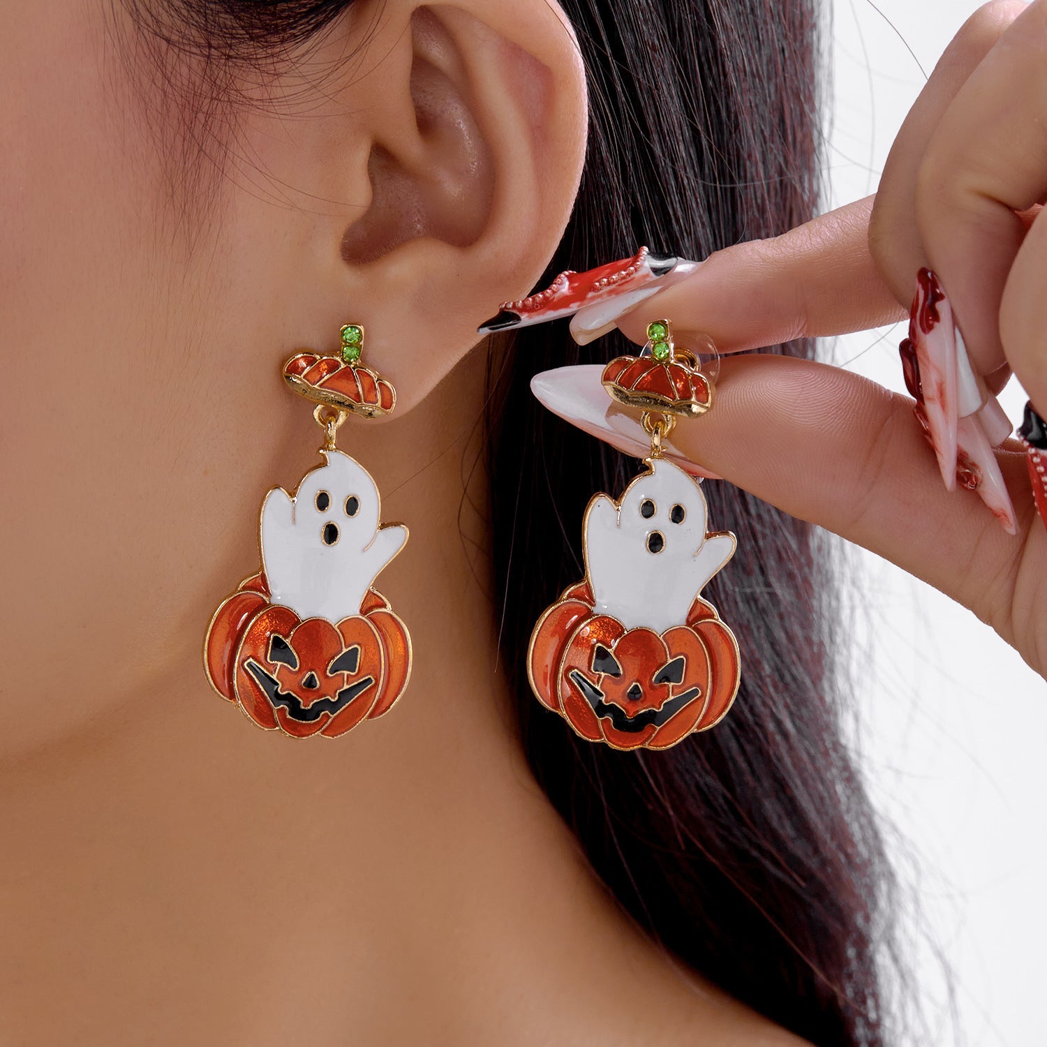 Wholesale Halloween earrings pumpkin ghost pendant irregular design earrings