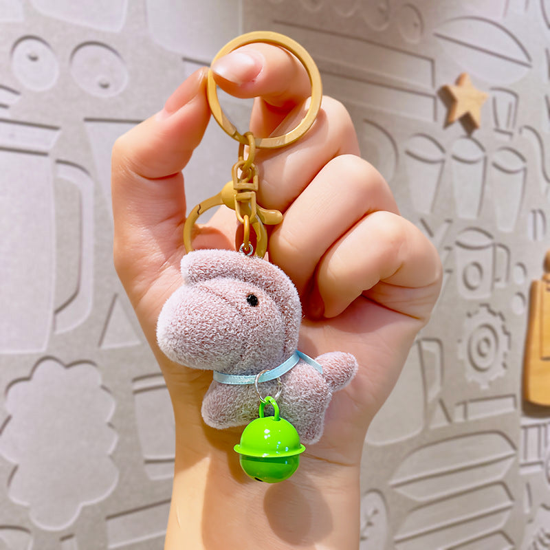 Wholesale Cute PVC flocked bell lucky cat keychain