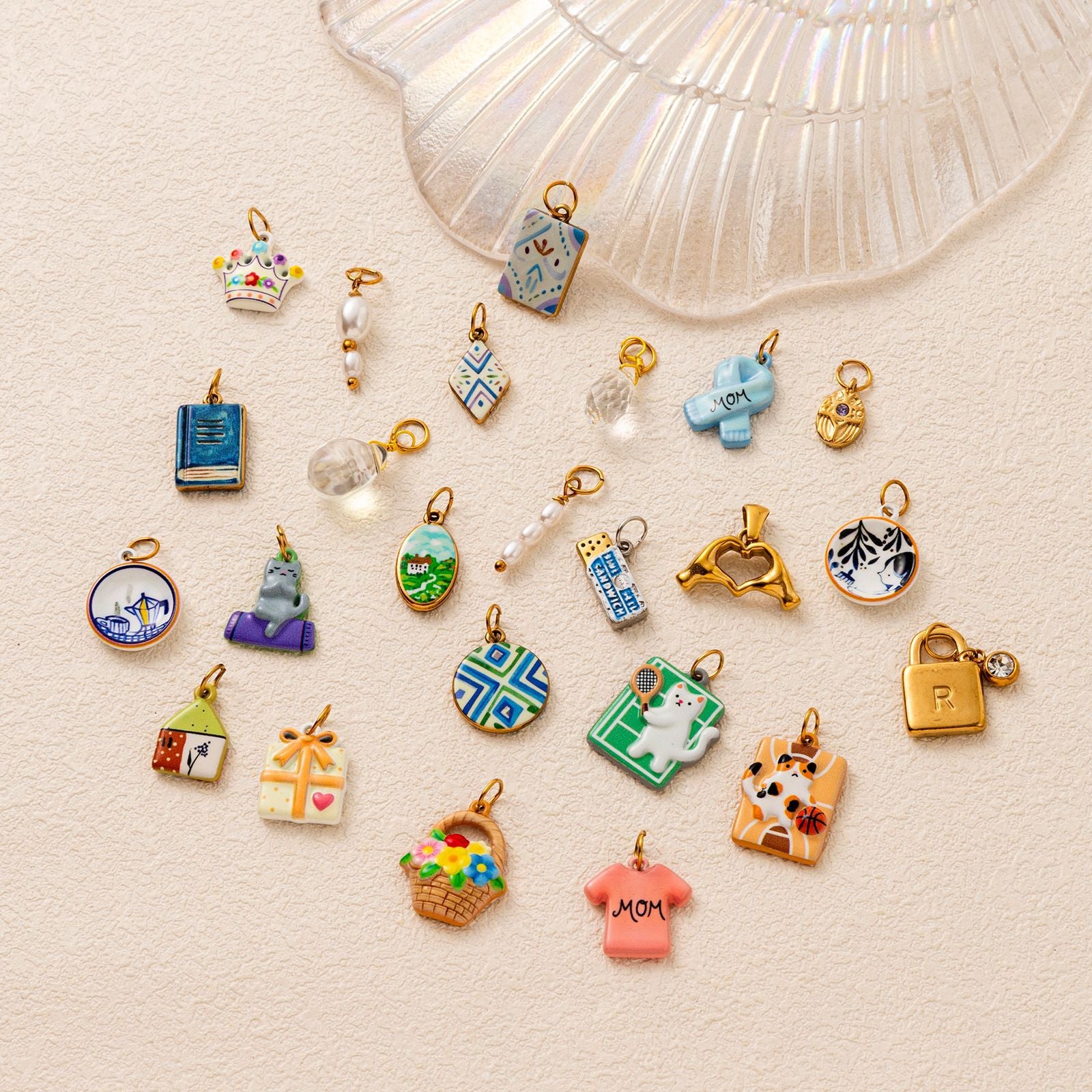 Wholesale Fashion Plant Pendant Stainless Steel Gold Plated Irregular DIY Accessory Bag Charm Everyday Wear Or Boutique Resale