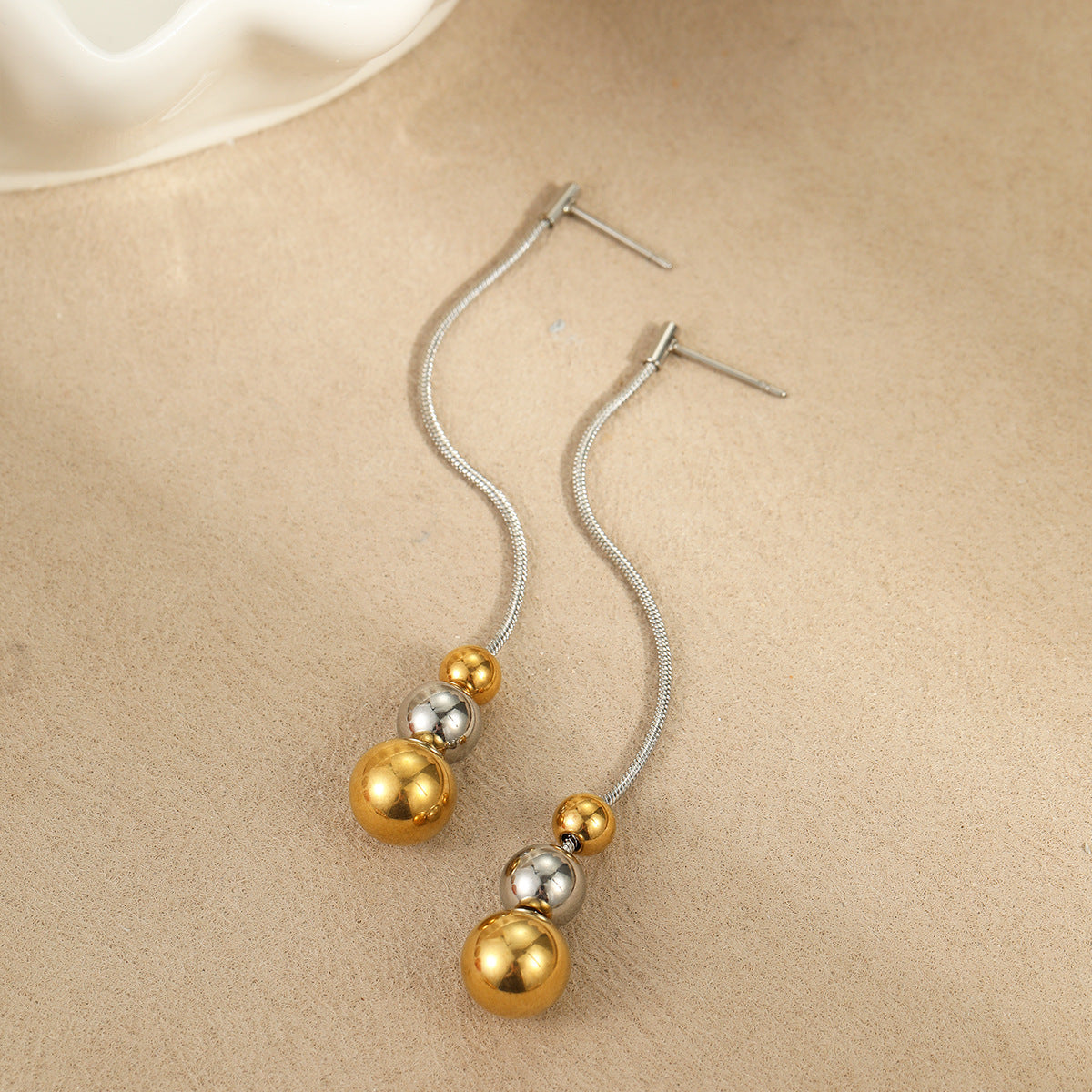 Wholesale  gold and silver color matching round bead earrings