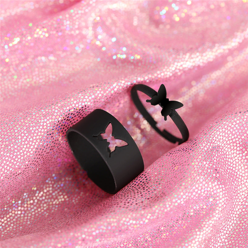 Wholesale 2PCS Two-piece adjustable butterfly ring set