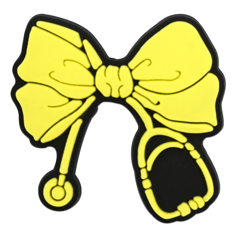 Wholesale  Random 100PCS cARtoon bows PVC Soft Rubber Shoe Buckle Decoration