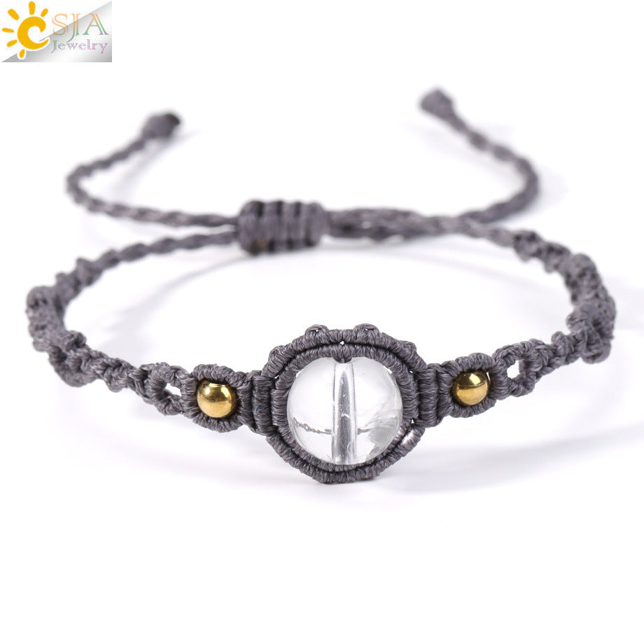 Wholesale Office Lady Style Amethyst Natural Crystal Bead Handmade Woven Adjustable Bracelet Jewelry Accessory