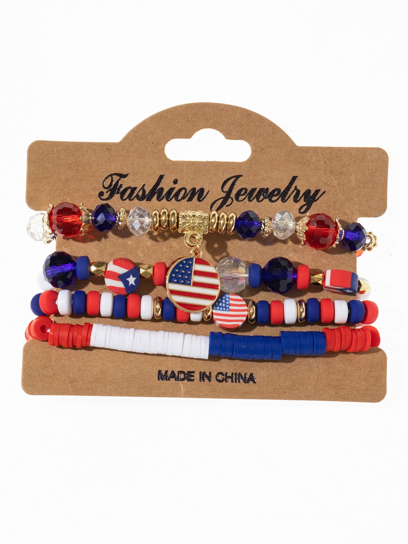 Wholesale American Flag Independence Day Multi-layer Elastic Letter Beaded Bracelet ACC-BT-Xunru002