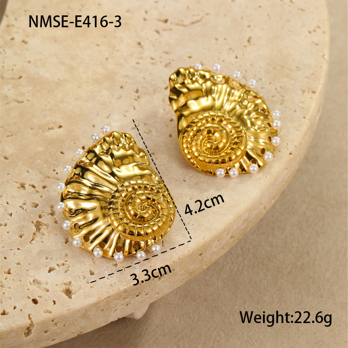 Wholesale Pearl Conch Stainless Steel Earrings