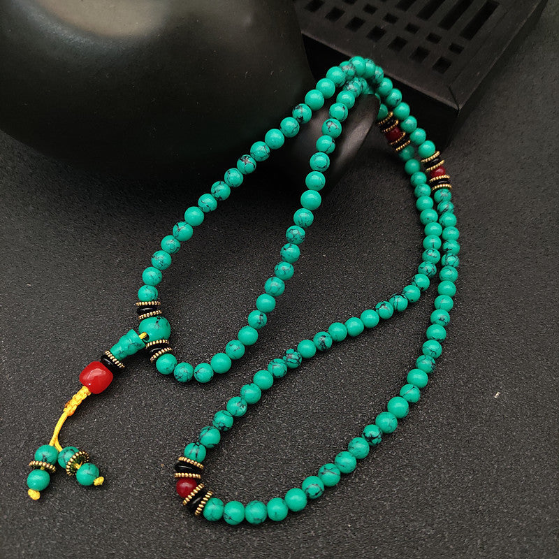 Wholesale Fashion Tibetan Style Beaded Bracelet,  Imitation Turquoise with Fu Charm,  Unisex Jewelry Accessory