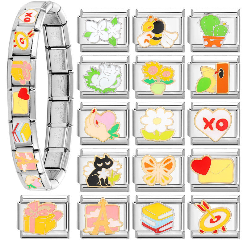 Wholesale Italian Beaded Bracelet 9mm DIY Splicing Removable Stainless Steel Combinable Bracelet