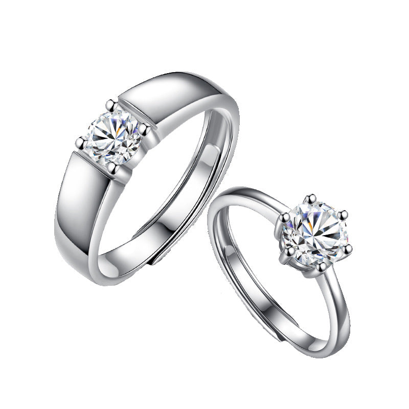 Wholesale s925 silver couple ring open mouth pair ring