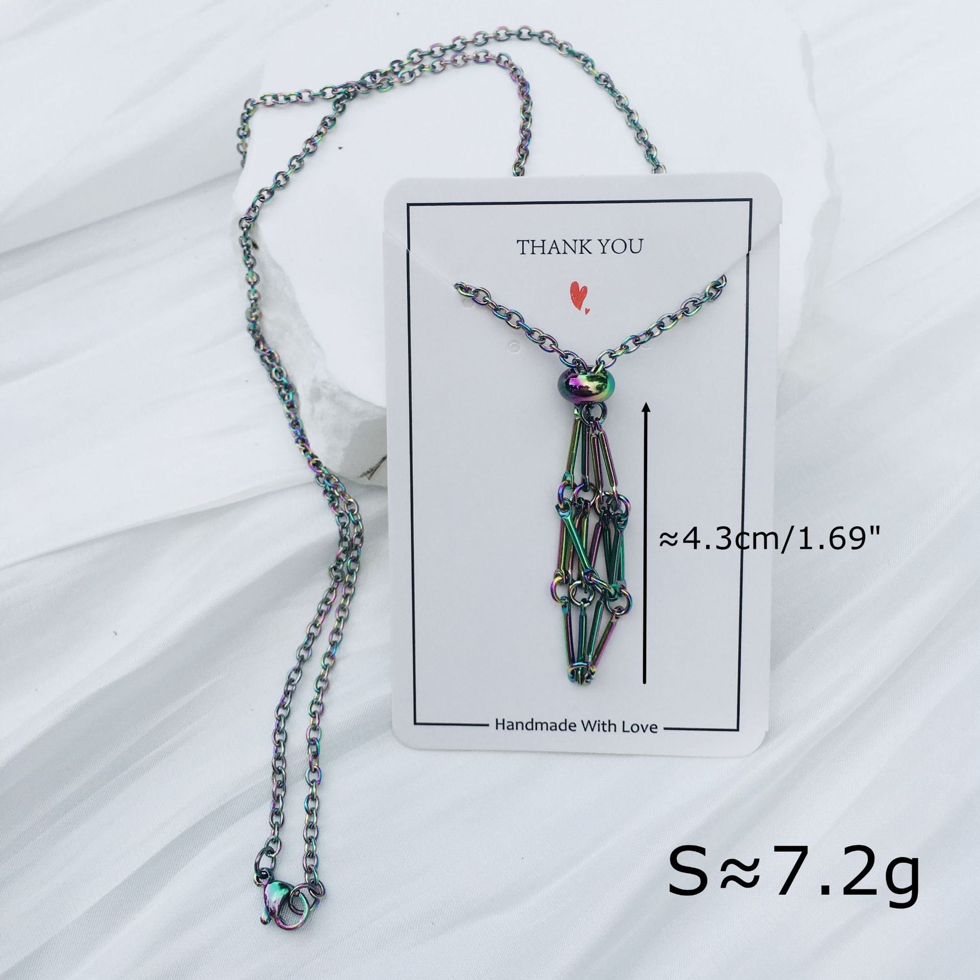 Wholesale Crystal Natural Stone Electroplated Color Bamboo Adjustable Metal Mesh Necklace ACC-NE-RongGuan002